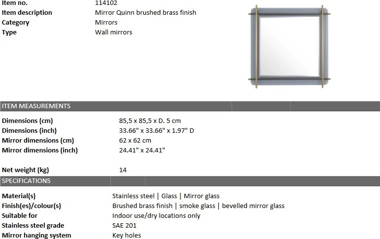 Oglinda design LUX Quinn, alama 85,5x85,5cm 114102 HZ