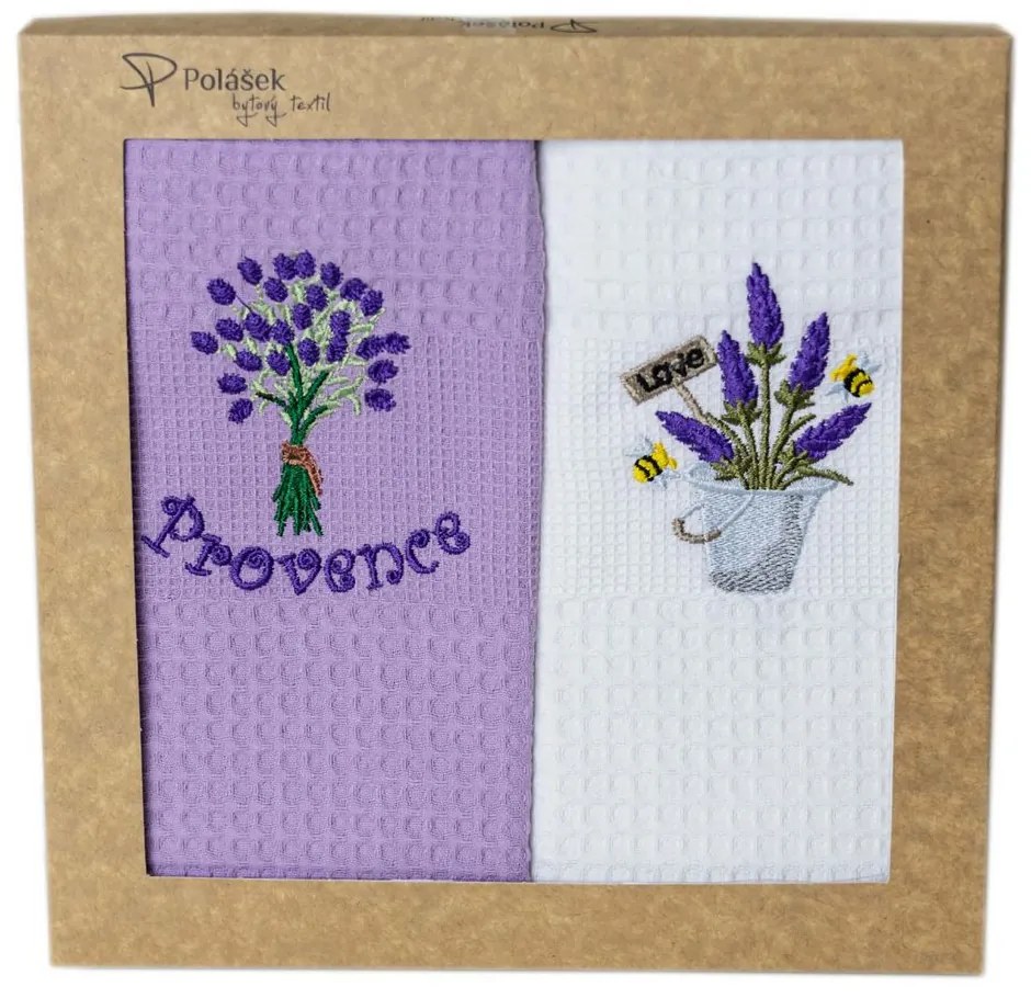 Prosoape de bucătărie waffle brodate cu motiv – Set de 2 bucăți