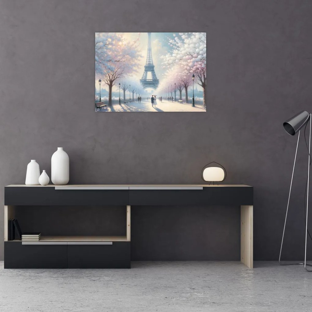 Tablou pe sticlă - Pictură din Paris (70x50 cm)
