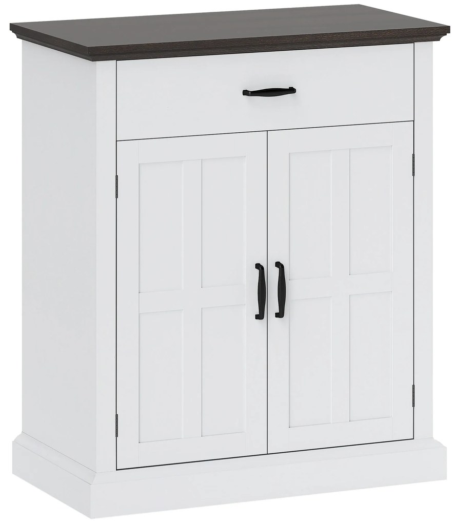HOMCOM Bufet pentru Living Rustic cu 2 Uși 1 Sertar Raft Reglabil pentru Hol Intrare Alb 75,2x40x91,5 cm | Aosom Romania
