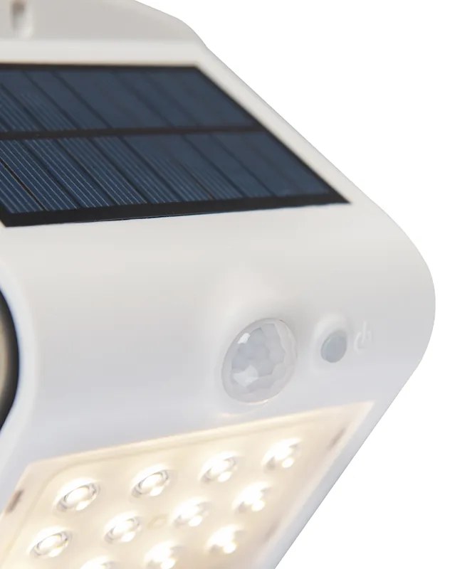 Lampă de perete exterioară albă 14,5 cm cu dimmer și senzor pe solar - Daya