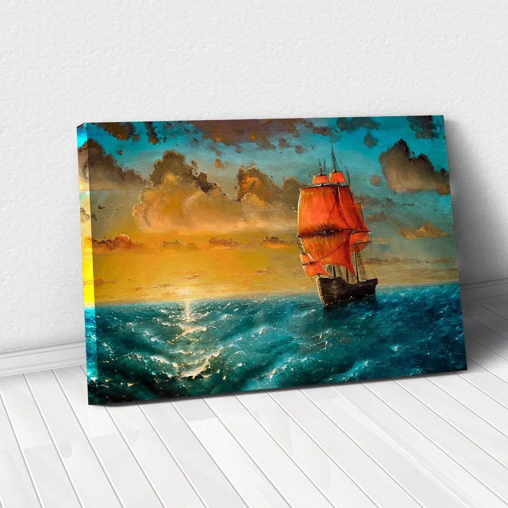 Tablou Canvas - Sailing on sunset 70 x 110 cm