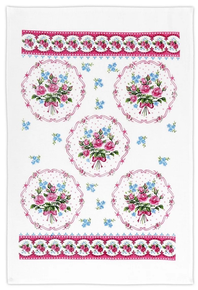 Prosop de bucătărie Bellatex Flowers, 40 x 60 cm, set de 2 buc.