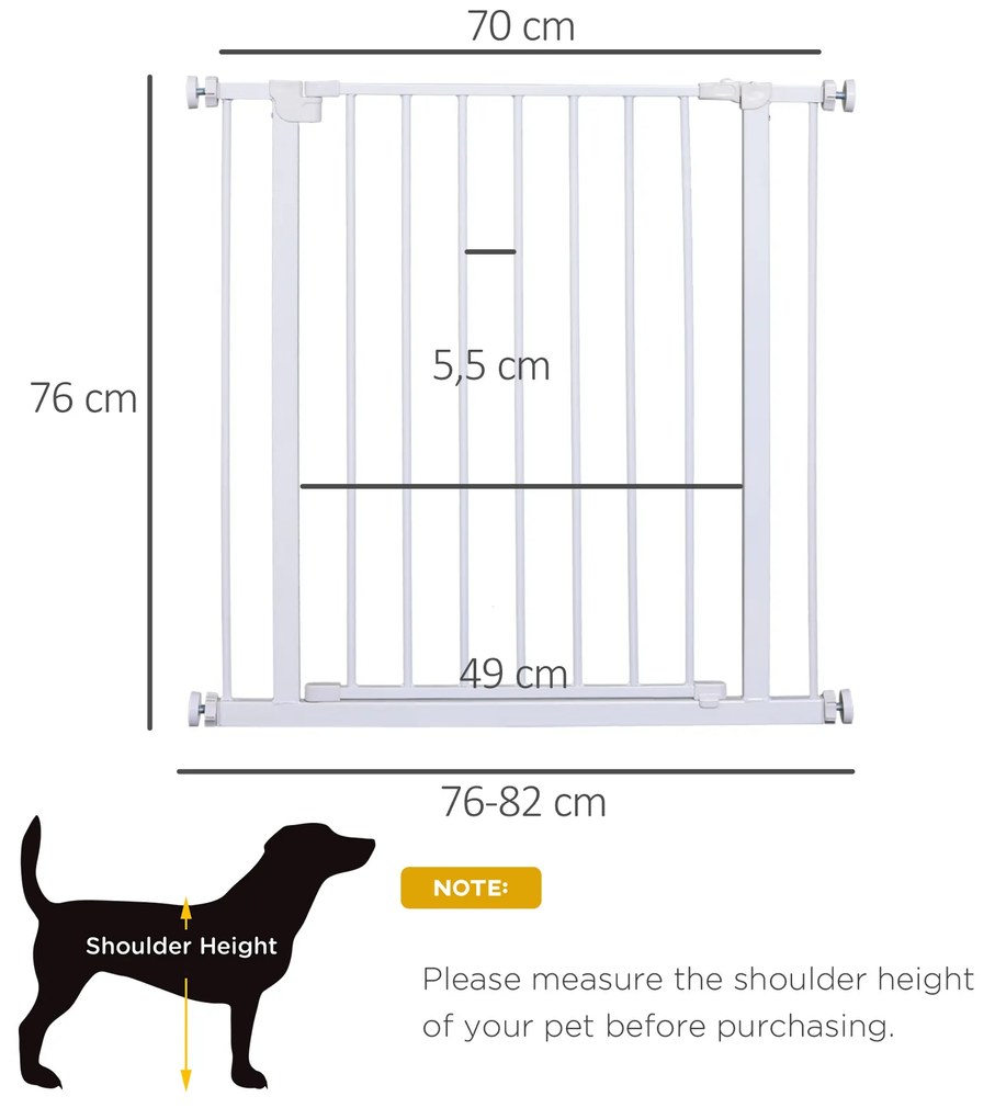 Poarta de Siguranta PawHut pentru Copii si Animale de Companie Alb 76-82x76cm | Aosom Romania