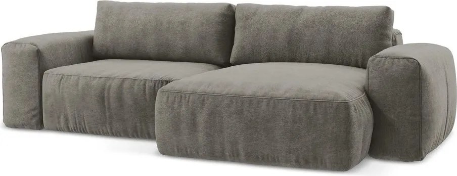 Colțar gri extensibil cu tapițerie din chenille (cu colț pe partea dreaptă/cu șezlong) Kuki – Makamii