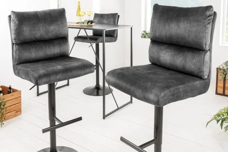 Set 2 scaune de bar Comfort catifea gri inchis