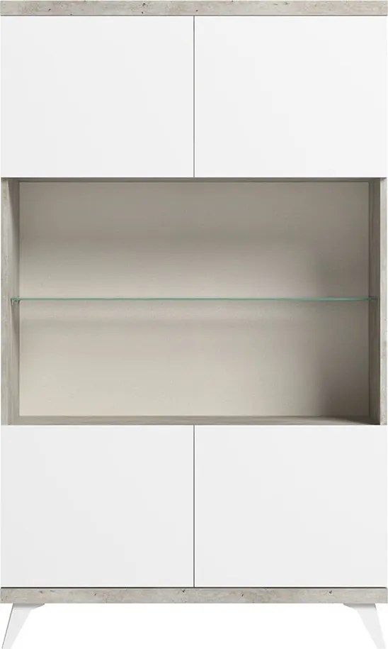 Vitrină lemn masiv Concrete, 101 × 43 × 170 cm