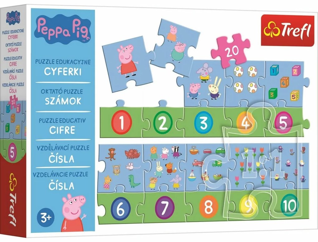 Trefl Puzzle educațional Numere Peppa Pig, 20piese