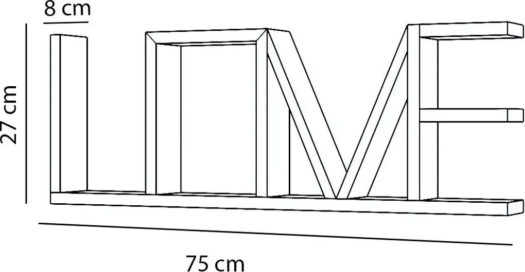 Raft de perete din lemn LovU Homs, 75 x 8 x 27 cm, maro