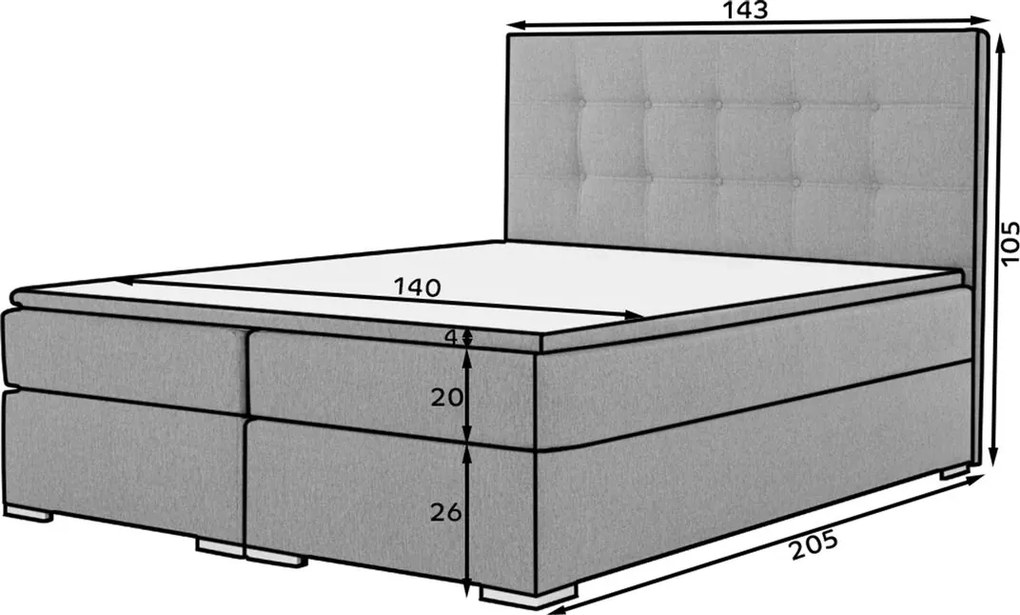 Pat lemn masiv boxspring Inez - Sawana 21, 180x200