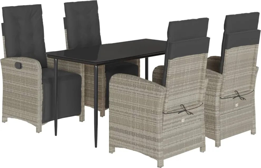 vidaXL Set mobilier de grădină cu perne, 5 piese gri deschis poliratan