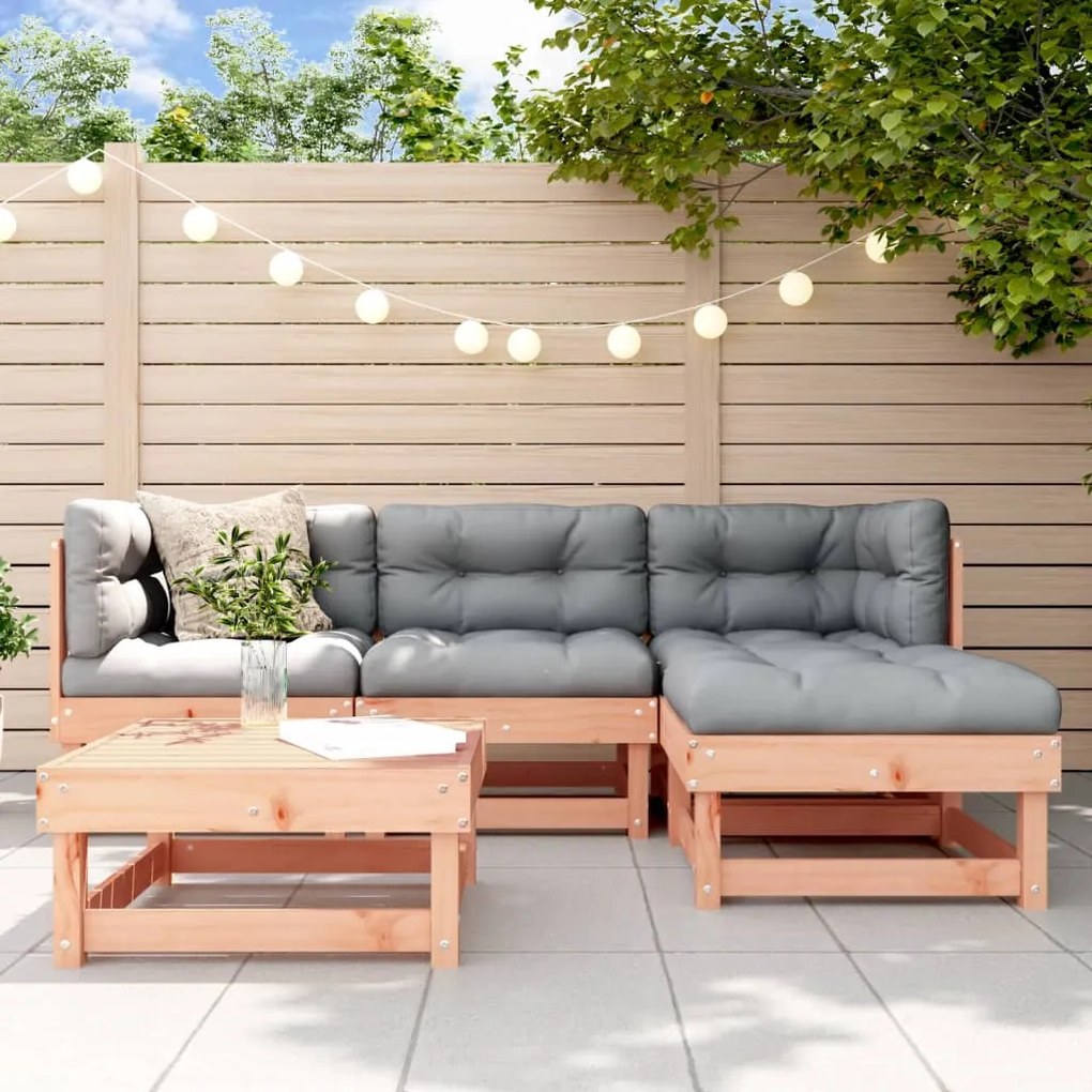 vidaXL Set mobilier relaxare de grădină, 5 piese, lemn masiv douglas