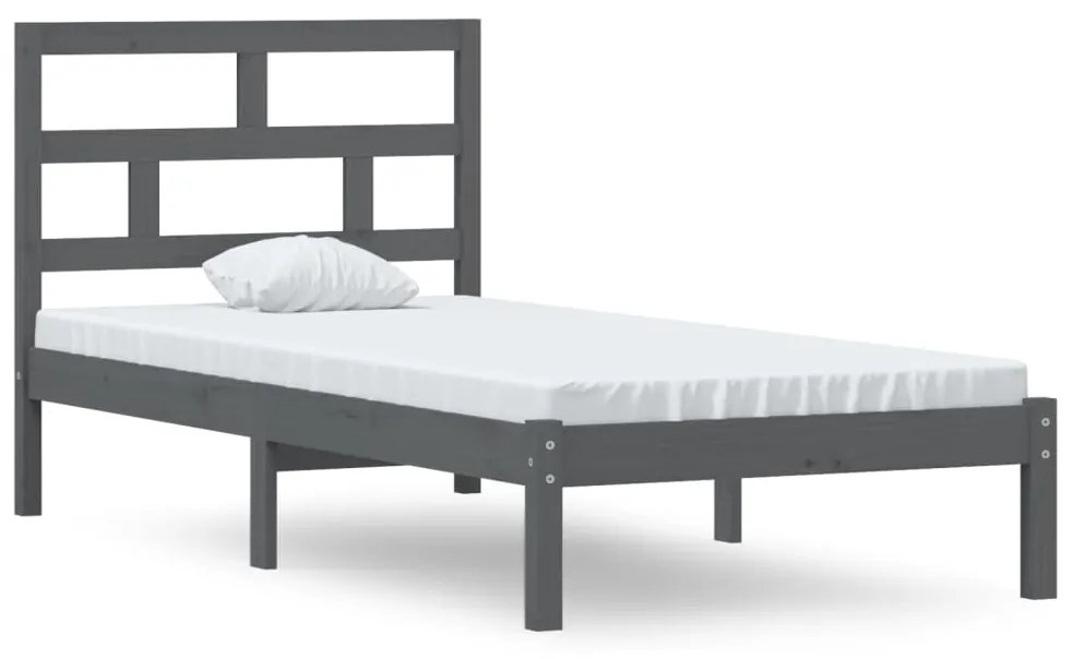 3101185 vidaXL Cadru pat, gri, 90x190 cm, lemn masiv simplu