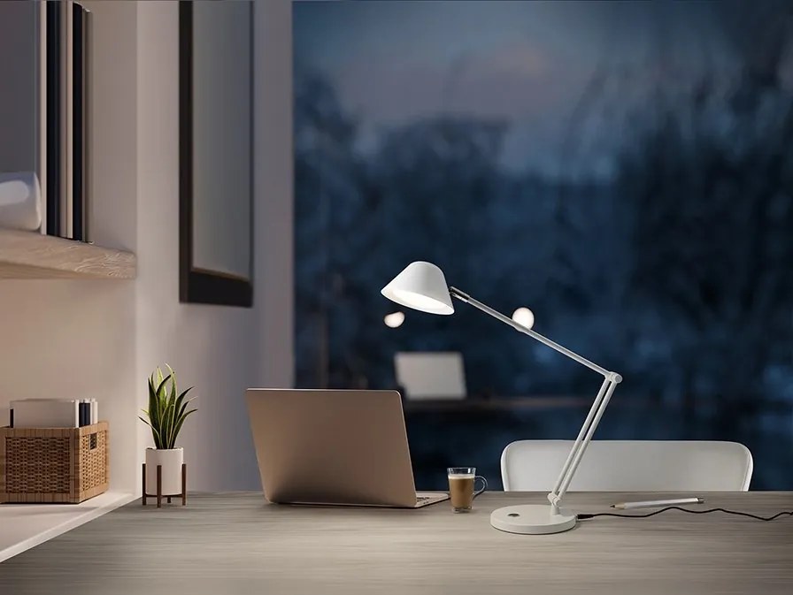 Veioza/Lampa de birou LED cu brat articulat Taros alba