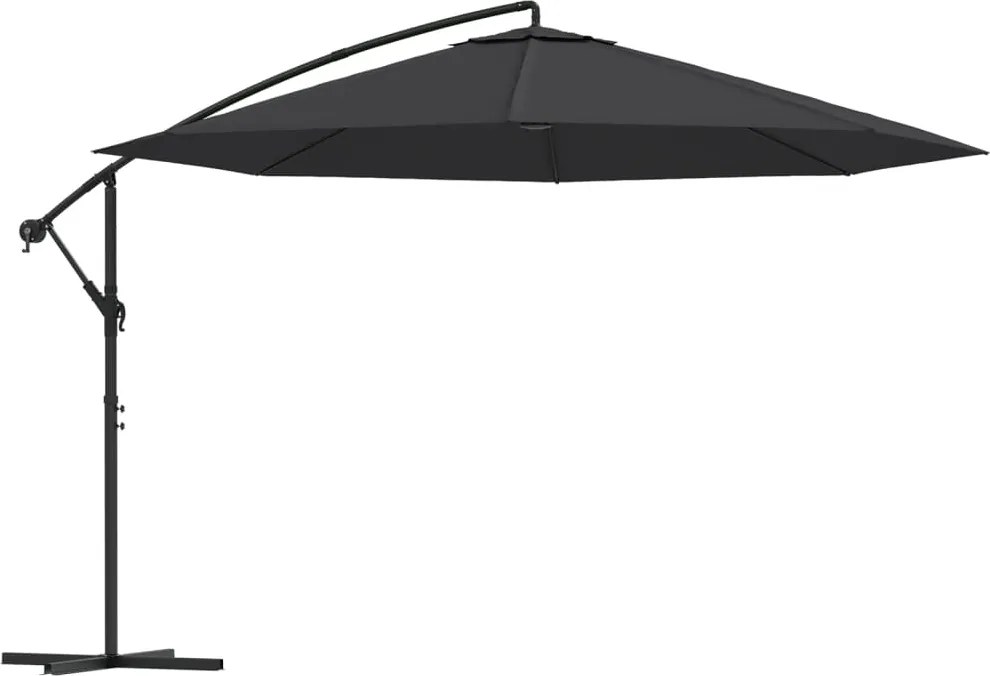 vidaXL Umbrelă consolă de grădină cu stâlp din aluminiu, negru, 350 cm