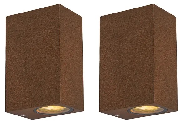Set de 2 aplice industriale maro ruginiu cu 2 lumini IP44 - Baleno