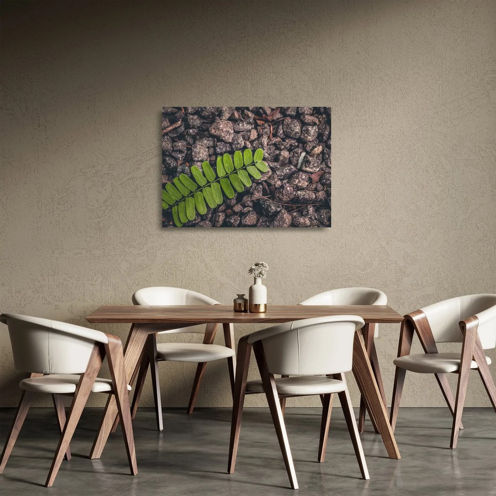 Tablou pe sticlă cu planta verde (70x50 cm)
