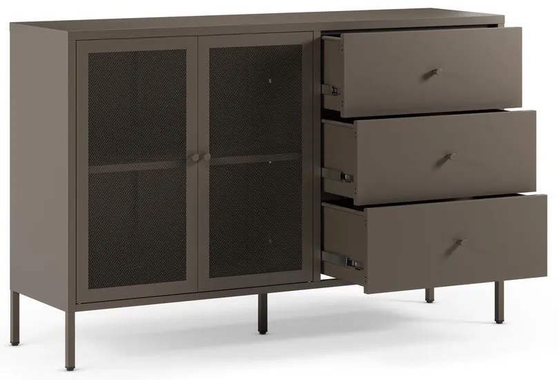 Comodă gri din metal 140x90x40 cm Fayna – Marckeric