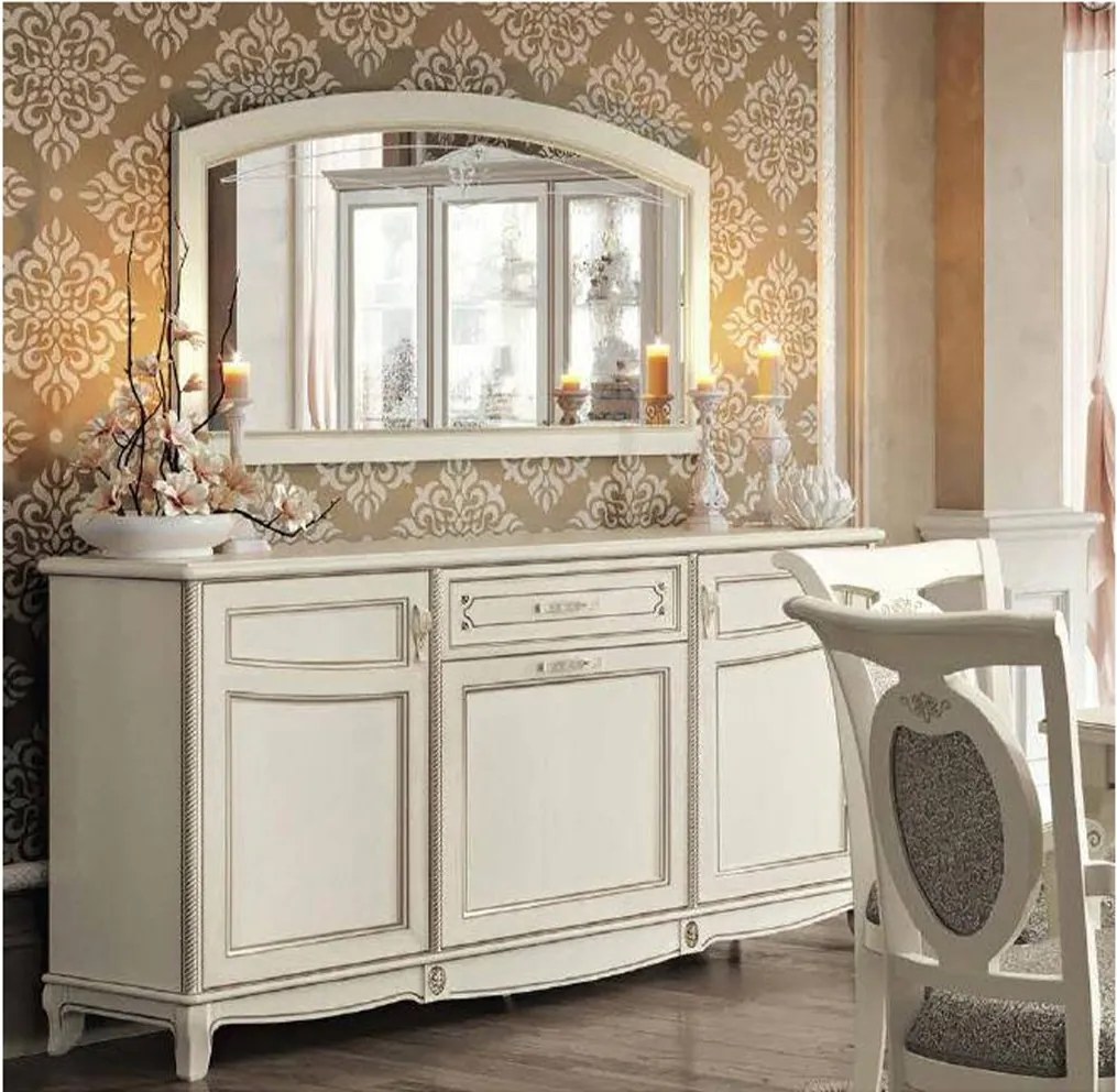 Oglindă lemn masiv nuc Ellen 140×83 cm /crem - Nuc