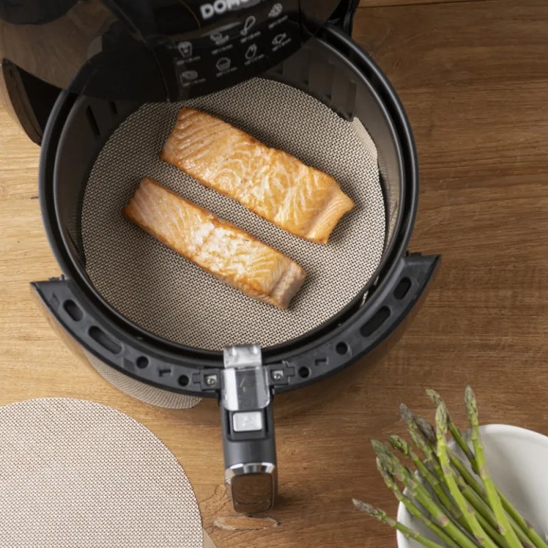 Set 2 paduri pentru friteuza NoStik 1EEE774, 23.5/25.5 cm, Reutilizabile, Acoperire antiaderenta, Bej
