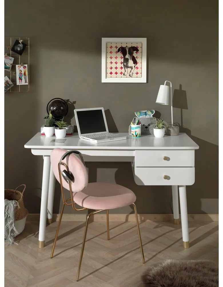 Birou din lemn de pin pentru camera copiilor Vipack Billy, alb