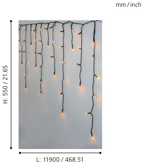 Eglo 410824 - Instalație luminoasă LED de exterior pentru Crăciun GOLDEN 480xLED/17x0,55m IP44 alb cald