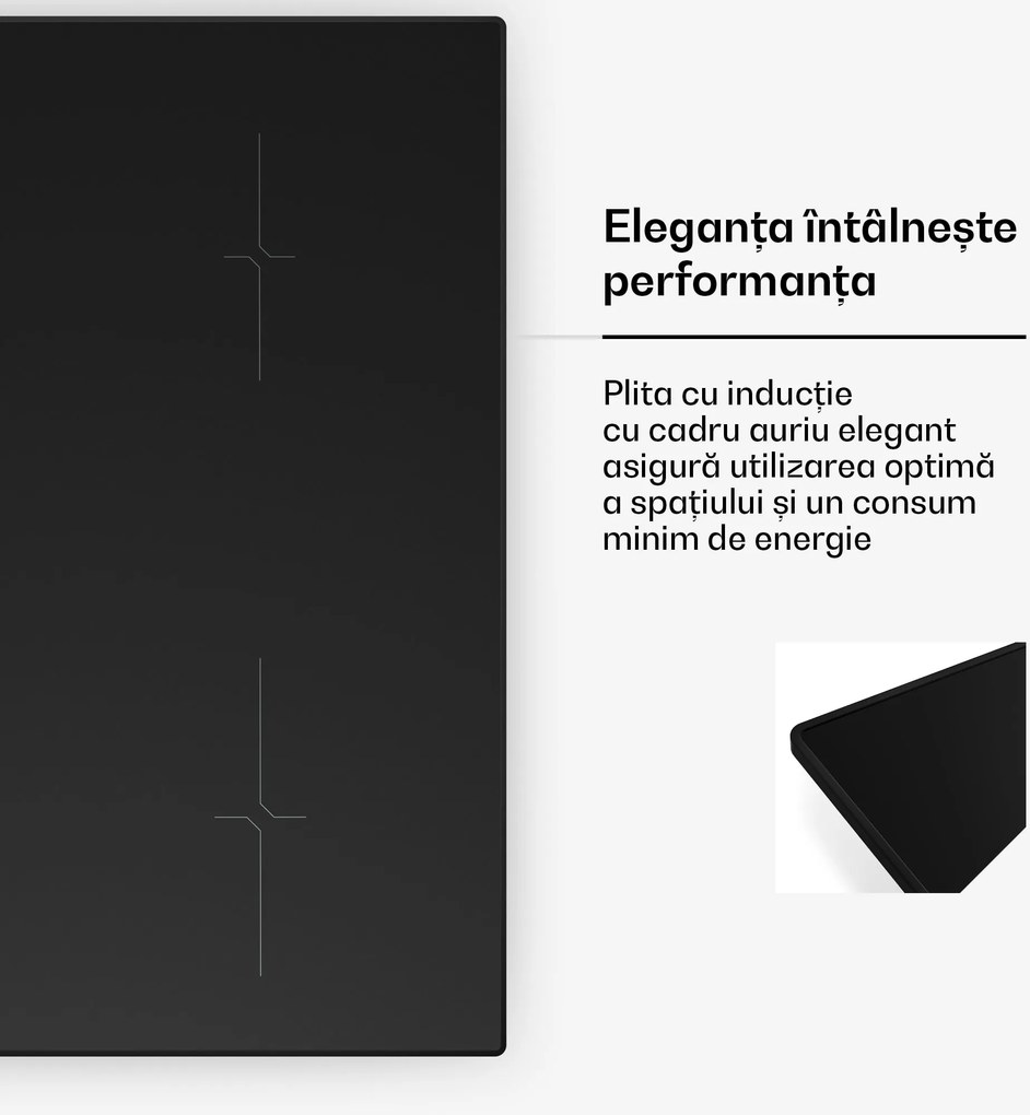 Klarstein Plită cu inducție Velaire, elegantă, minimalistă, puternică, 4 zone de gătit, 7000 W, 60 cm