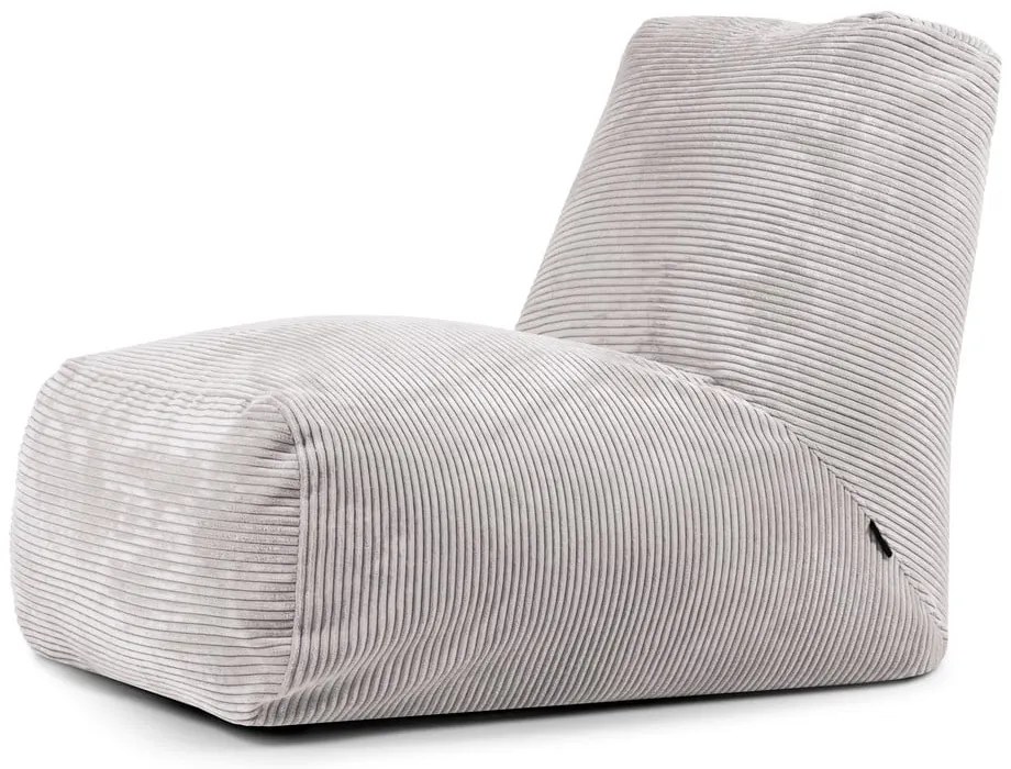 Fotoliu bean bag gri deschis cu tapițerie din catifea reiată Tube – SLOWDOWN