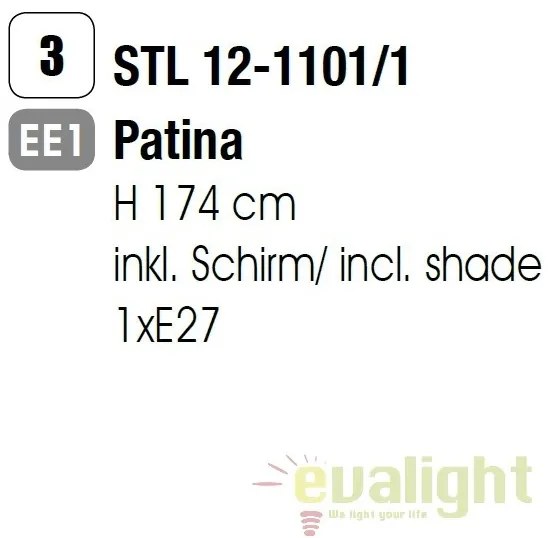 Lampadar / Lampa de podea stil clasic H183cm Tonia Stl 12-1101/1 Patina OR