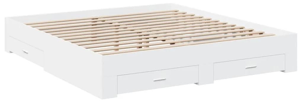 3280363 vidaXL Cadru de pat cu sertare, alb, 180x200 cm, lemn prelucrat