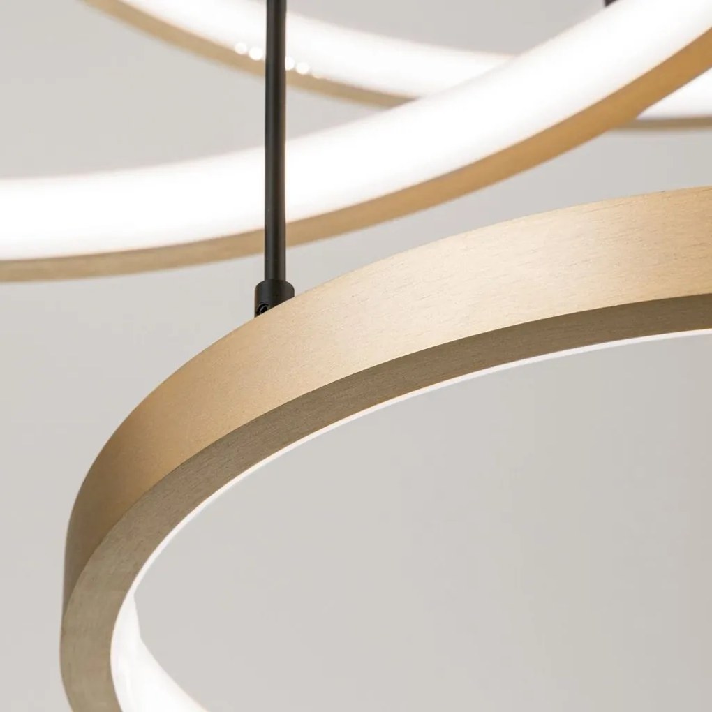 Lustra LED suspendata cu 3 inele SPHERE aurie