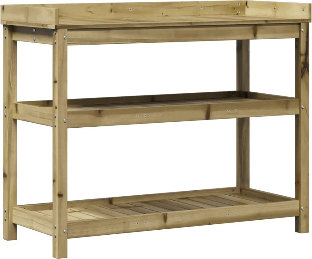 vidaXL Masă de plantare cu rafturi, 108x45x86,5 cm, lemn pin tratat