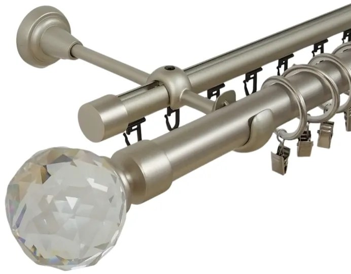 Galerie dubla kula crystal , teava neteda si profil,grosime 25 si 19mm, crom mat (Alege marime: 200 cm)
