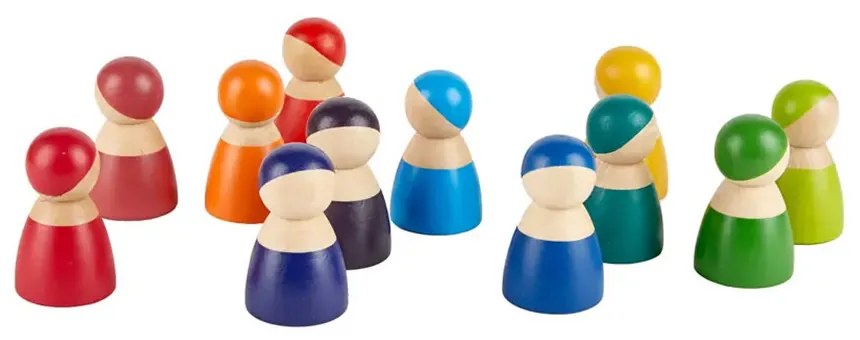12 figurine Montessori colorate din lemn