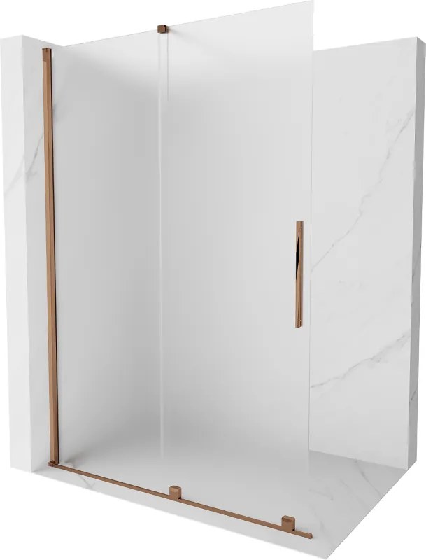 Mexen Velar perete de duș glisant Walk-in 140 x 200 cm, îngheț 8 mm, aur roz - 871-140-000-33-60