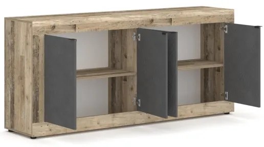 Comodă RUNEA, maro deschis/antracit