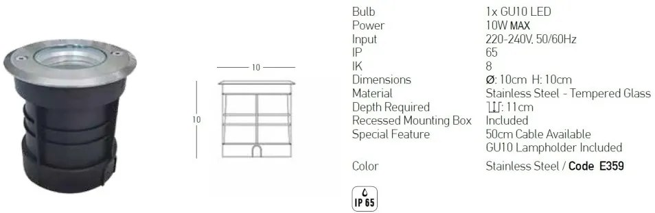 Spot incastrabil de exterior decorativ IP65 Ismet A GU10