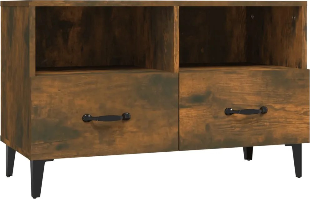vidaXL Comodă TV, stejar fumuriu, 80x36x50 cm, lemn prelucrat