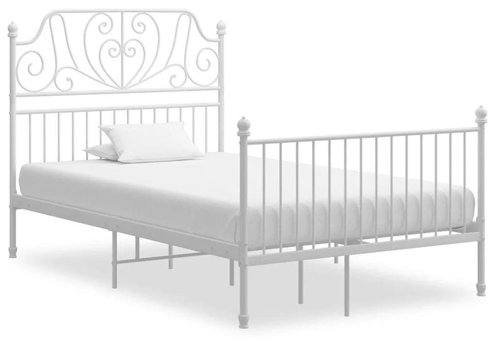 324848 vidaXL Cadru de pat, alb, 120x200 cm, metal și placaj