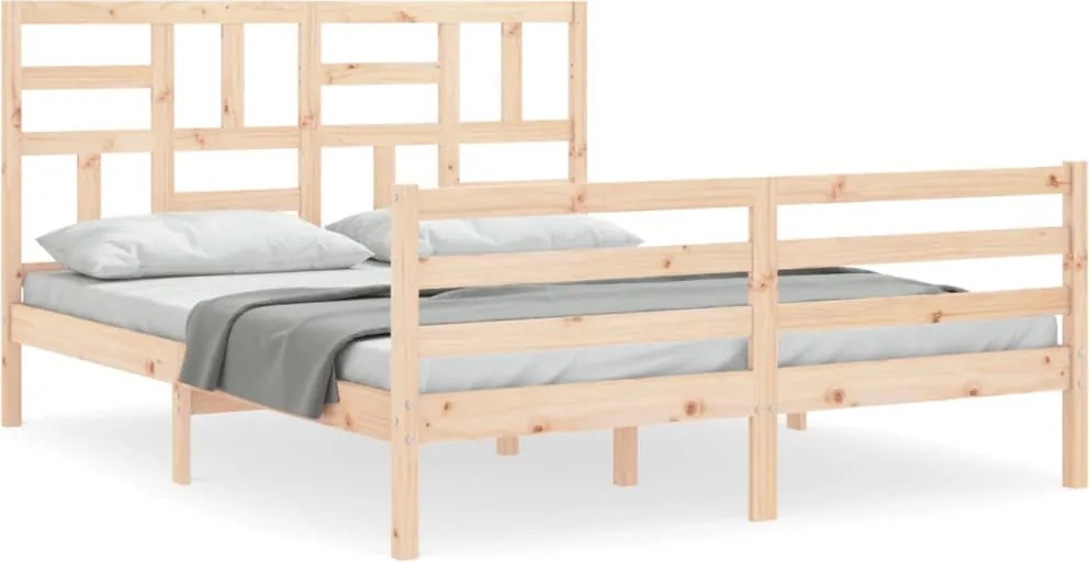 vidaXL Cadru de pat cu tăblie, king size, lemn masiv