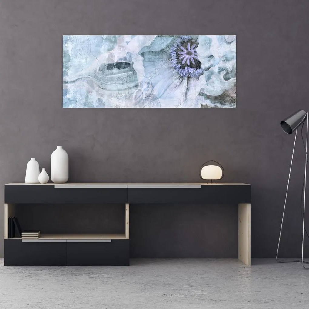 Tablou - Frescă florală pe un perete de cărămidă (120x50 cm)