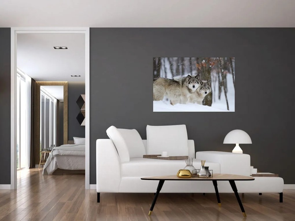 Tablou - Lupii în timpul iernii (90x60 cm)