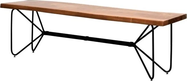 Banchetă bucătărie din lemn de acacia natur și metal negru, 47,5 x 166,5 x 44 cm, „Frequency”
