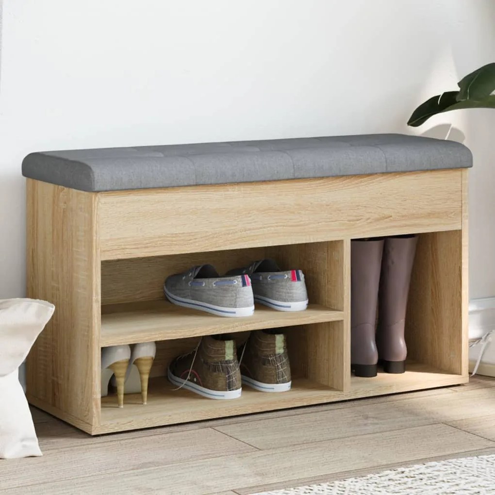 vidaXL Bancă de pantofi stejar sonoma 82x32x45,5 cm lemn prelucrat