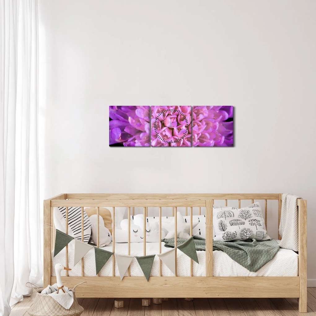 Tablou detailat cu floare (cu ceas) (90x30 cm)