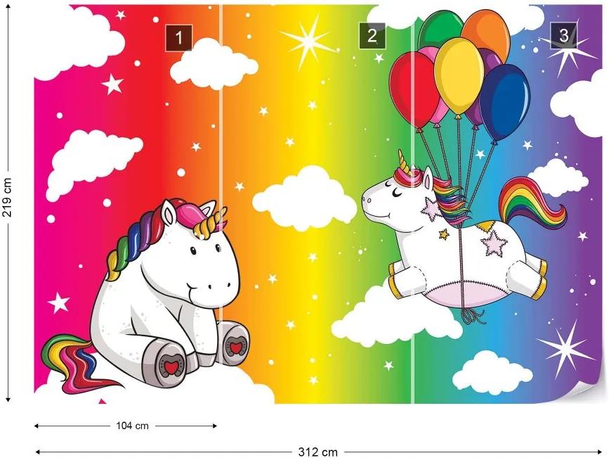Fototapet GLIX - Unicorns Rainbow + adeziv GRATUIT Tapet nețesute  - 312x219 cm