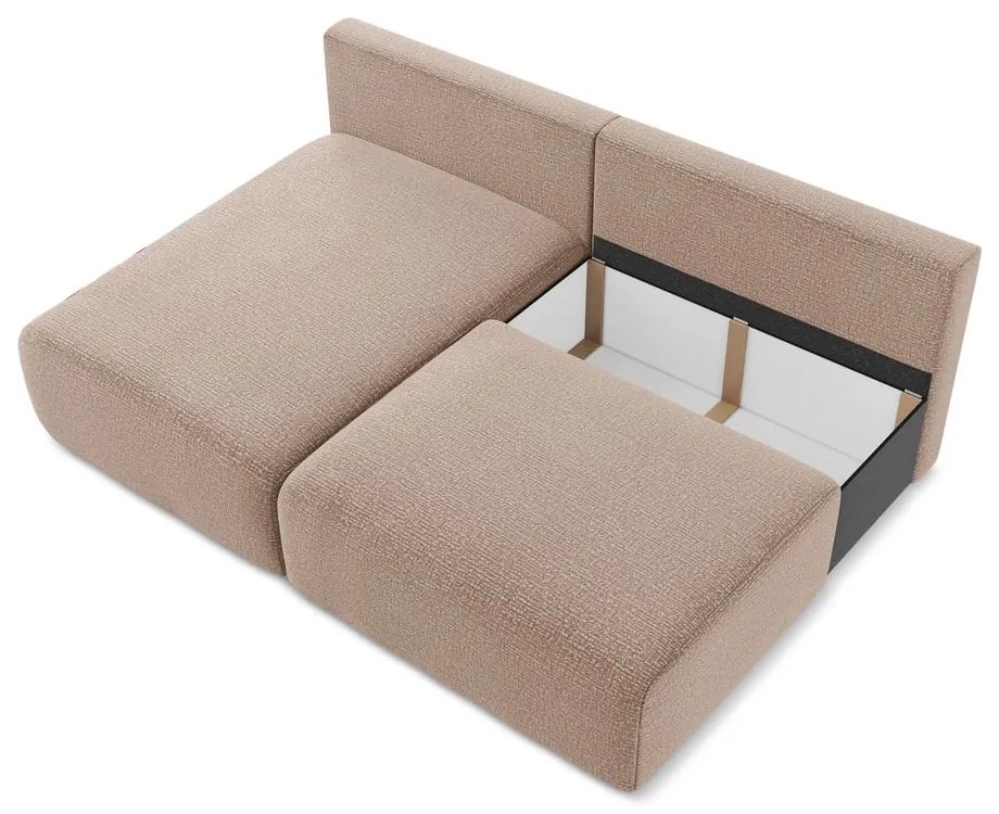 Colțar maro deschis extensibil/cu spațiu de depozitare (cu colț pe partea stângă) Kalena – Makamii