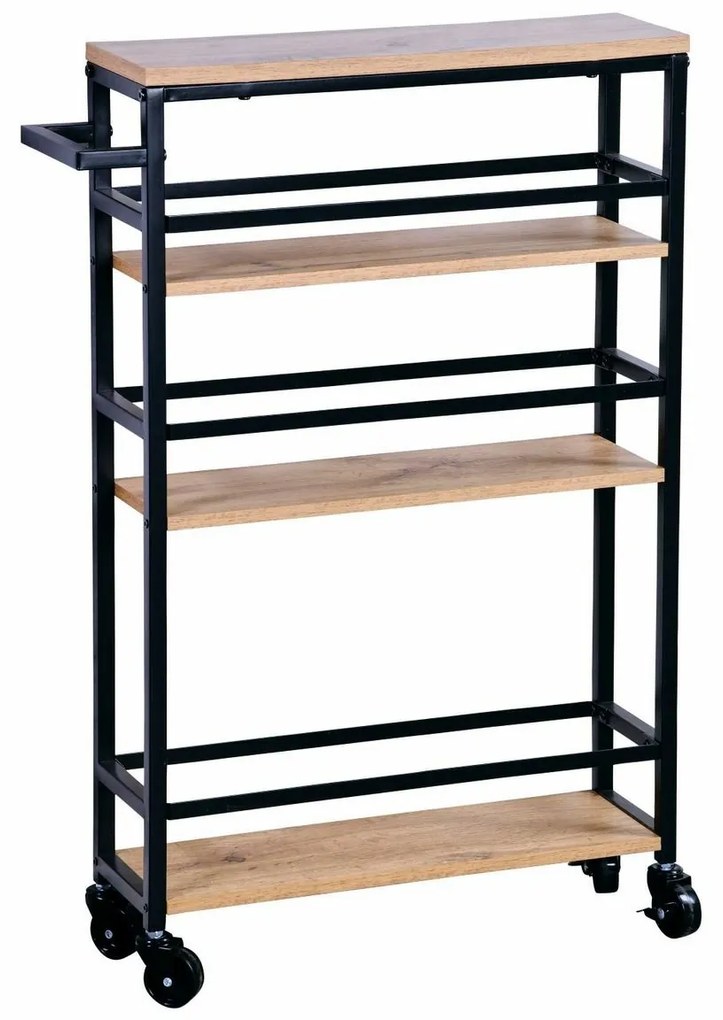 Kesper 27842 Raft pentru nișă pe roți,bambus/metal, 81 x 15 x 50 cm