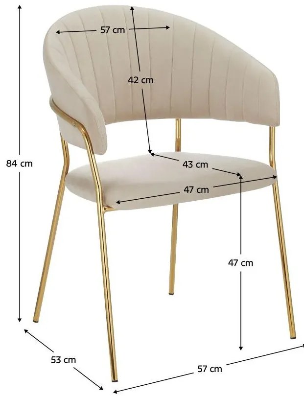 Fotoliu de sufragerie de design Dasmona 1 (Bej + Auriu + Crom) . 1097098