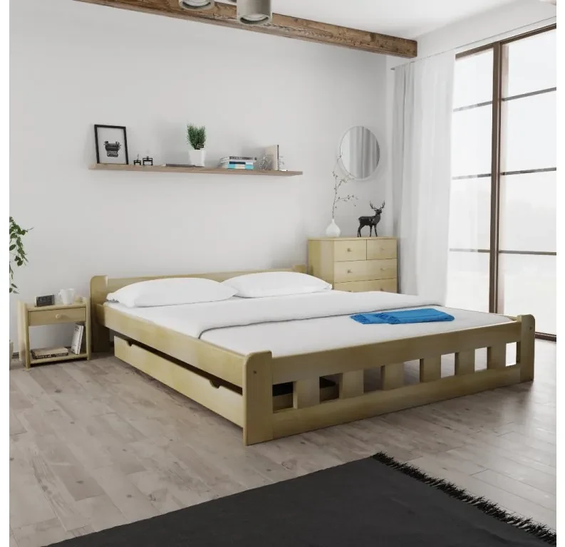 Pat inalt Naomi 180x200 cm, pin Saltele: Cu saltele Somnia 18 cm, Somiera pat: Cu lamele drepte